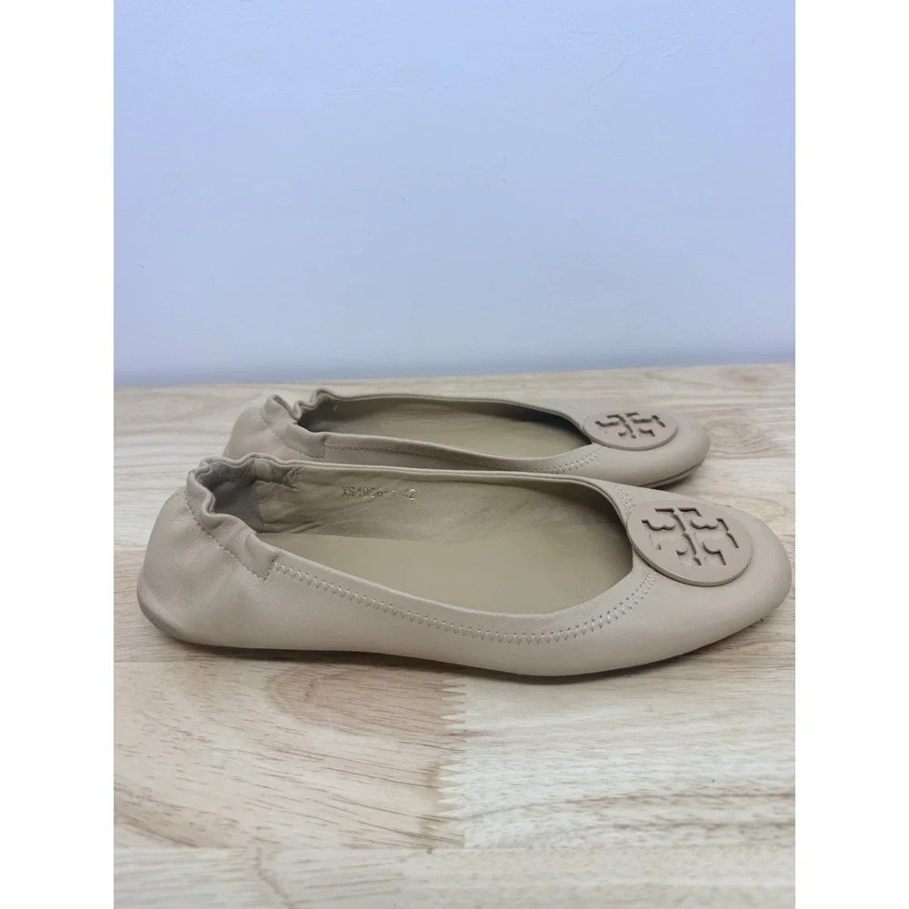 Tory Burch Minnie Travel Womens EU 42/ US 10.5 Taupe Leather Ballet Flats #23 - Picture 4 of 10